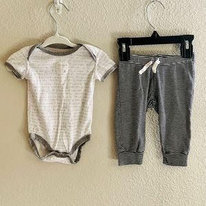 3-6m Burt's bees 🐝 baby organic cotton onesie jogger sweatpants legging outfit